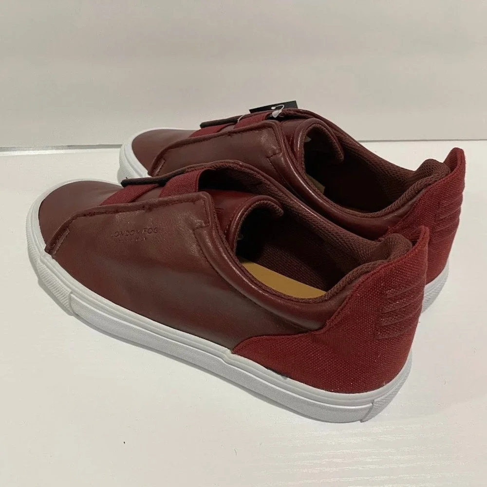 London Fog Men Slip On Memory Foam Sneakers Burgundy Size 8.5